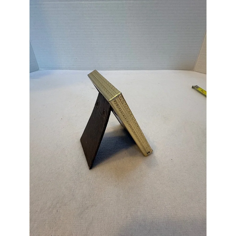 Vintage Gold Tone Embossed‎ Metal Picture Frame Small 3x4 Tabletop Display